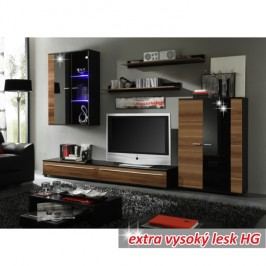 Obývací stěna s moderním LED podsvětlením černá CANES