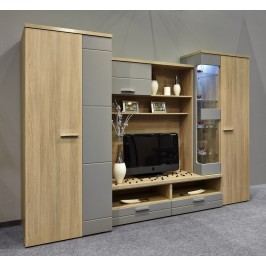 Obývací stěna dub latté/šedý mat KN230