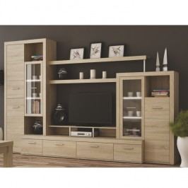 Obývací stěna s LED osvětlením v moderním dekoru dub sonoma ATLANTIS NEW