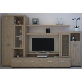 Obývací stěna s moderním LED osvětlením ve stylovém provedení dub san remo ATLANTIS NEW