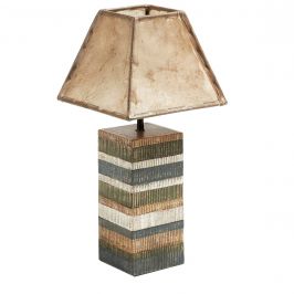 Pestrobarevná dřevěná stolní lampa LaForma Albany s kozí kůží
