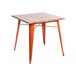 Jídelní stůl Tolix 76x76, oranžová/světlé dřevo 72990 CULTY